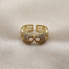 Oro Laminado Multi Stone Ring, Gold Filled Style Puff Mariner Design, with White Cubic Zirconia, Polished, Golden Finish, 01.282.0007 (One size fits all)