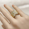 Oro Laminado Multi Stone Ring, Gold Filled Style Twist Design, with White Cubic Zirconia, Polished, Golden Finish, 01.282.0009 (One size fits all)