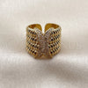 Oro Laminado Multi Stone Ring, Gold Filled Style Twist Design, with White Cubic Zirconia, Polished, Golden Finish, 01.282.0009 (One size fits all)