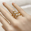 Oro Laminado Multi Stone Ring, Gold Filled Style with White Cubic Zirconia, Polished, Golden Finish, 01.282.0017 (One size fits all)