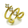 Oro Laminado Multi Stone Ring, Gold Filled Style with White Cubic Zirconia, Polished, Golden Finish, 01.282.0017 (One size fits all)