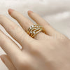 Oro Laminado Multi Stone Ring, Gold Filled Style with White Cubic Zirconia, Polished, Golden Finish, 01.282.0018 (One size fits all)