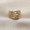 Oro Laminado Multi Stone Ring, Gold Filled Style with White Cubic Zirconia, Polished, Golden Finish, 01.282.0018 (One size fits all)