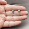 Rhodium Gold Filled Stud Earring, Cross Design, with White Cubic Zirconia, Polished, Rhodium Finish, 02.344.0189