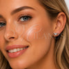Rhodium Gold Filled Stud Earring, Love and Heart Design, with White Micro Pave, Polished, Rhodium Finish, 02.344.0190