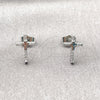 Rhodium Gold Filled Stud Earring, Cross Design, with White Micro Pave, Polished, Rhodium Finish, 02.342.0119.1