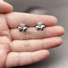Rhodium Gold Filled Stud Earring, Heart Design, with White Micro Pave, Polished, Rhodium Finish, 02.344.0202