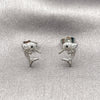 Rhodium Gold Filled Stud Earring, Dolphin Design, with White and Black Micro Pave, Polished, Rhodium Finish, 02.344.0203