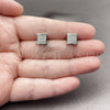 Rhodium Gold Filled Stud Earring, with White Cubic Zirconia, Polished, Rhodium Finish, 02.344.0205