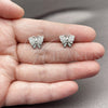 Rhodium Gold Filled Stud Earring, Butterfly Design, with White Micro Pave, Polished, Rhodium Finish, 02.344.0210