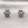 Rhodium Gold Filled Stud Earring, Butterfly Design, with White Micro Pave, Polished, Rhodium Finish, 02.344.0210