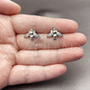 Rhodium Gold Filled Stud Earring, Bee Design, with White Micro Pave, Polished, Rhodium Finish, 02.344.0211