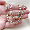 Oro Laminado Fancy Necklace, Gold Filled Style Figaro Design, Diamond Cutting Finish, Two Tone, 04.297.0004.28 (Thickness, 28 Inches Length)