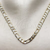Oro Laminado Fancy Necklace, Gold Filled Style Figaro Design, Diamond Cutting Finish, Two Tone, 04.297.0004.28 (Thickness, 28 Inches Length)