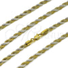 Oro Laminado Basic Necklace, Gold Filled Style Rope Design, Polished, Two Tone, 5.222.034.2.22 (04 MM Thickness, 22 Inches Length)