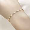 Oro Laminado Fancy Bracelet, Gold Filled Style Figaro Design, Diamond Cutting Finish, Two Tone, 04.297.0008.08 (03 MM Thickness, 8 Inches Length)