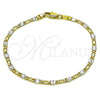 Oro Laminado Fancy Bracelet, Gold Filled Style Figaro Design, Diamond Cutting Finish, Two Tone, 04.297.0008.08 (03 MM Thickness, 8 Inches Length)