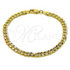 Oro Laminado Basic Bracelet, Gold Filled Style Concave Cuban Design, Polished, Golden Finish, 04.213.0356.07 (120 Gauge, Thickness, 8 Inches Length)