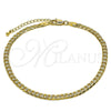 Oro Laminado Basic Anklet, Gold Filled Style Curb Design, Diamond Cutting Finish, Golden Finish, 04.319.0018.10 (100 Gauge, Thickness, 10 Inches Length)