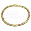 Oro Laminado Basic Bracelet, Gold Filled Style Curb Design, Diamond Cutting Finish, Golden Finish, 04.319.0018.07 (100 Gauge, Thickness, 8 Inches Length)