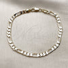 Oro Laminado Basic Bracelet, Gold Filled Style Figaro Design, Polished, Two Tone, 5.222.014.1.09 (140 Gauge, 05 MM Thickness, 9 Inches Length)