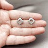 Rhodium Gold Filled Stud Earring, with White Micro Pave, Polished, Rhodium Finish, 02.260.0047
