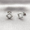 Rhodium Gold Filled Stud Earring, with White Micro Pave, Polished, Rhodium Finish, 02.260.0047