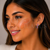Rhodium Gold Filled Huggie Hoop, with Ruby and Turquoise Micro Pave, Polished, Rhodium Finish, 02.260.0056.14
