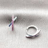 Rhodium Gold Filled Huggie Hoop, with Ruby and Turquoise Micro Pave, Polished, Rhodium Finish, 02.260.0056.14