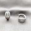 Rhodium Gold Filled Huggie Hoop, with White Micro Pave, Polished, Rhodium Finish, 02.260.0058.15