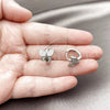 Rhodium Gold Filled Huggie Hoop, Butterfly Design, with White Micro Pave, Polished, Rhodium Finish, 02.260.0059.15