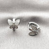 Rhodium Gold Filled Huggie Hoop, Butterfly Design, with White Micro Pave, Polished, Rhodium Finish, 02.260.0059.15