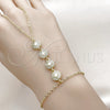 Oro Laminado Fancy Bracelet, Gold Filled Style Star and Rolo Design, with White Micro Pave, Polished, Golden Finish, 03.60.0159.07 (02 MM Thickness, 7 Inches Length)