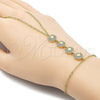 Oro Laminado Fancy Bracelet, Gold Filled Style Star and Rolo Design, with White Micro Pave, Polished, Golden Finish, 03.60.0159.07 (02 MM Thickness, 7 Inches Length)
