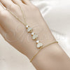 Oro Laminado Fancy Bracelet, Gold Filled Style Heart Design, with White Cubic Zirconia and White Micro Pave, Polished, Golden Finish, 03.60.0163.07 (01 MM Thickness, 7 Inches Length)