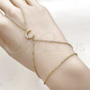 Oro Laminado Fancy Bracelet, Gold Filled Style Moon and Rolo Design, with White Cubic Zirconia, Polished, Golden Finish, 03.213.0442.13 (Thickness, 13 Inches Length)