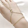 Oro Laminado Fancy Bracelet, Gold Filled Style Cherry and Heart Design, with Garnet and White Cubic Zirconia, Polished, Golden Finish, 03.60.0170.13 (02 MM Thickness, 13 Inches Length)