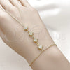 Oro Laminado Fancy Bracelet, Gold Filled Style Star and Rolo Design, with White Micro Pave, Polished, Golden Finish, 03.60.0176.07 (01 MM Thickness, 7 Inches Length)