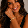 Oro Laminado Solid Bracelet, Gold Filled Style Flower and Butterfly Design, Polished, Tricolor, 03.170.0002.07 (Thickness, 7 Inches Length)