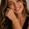 Oro Laminado Solid Bracelet, Gold Filled Style Heart Design, Diamond Cutting Finish, Golden Finish, 03.213.0402.1.07 (Thickness, 7 Inches Length)