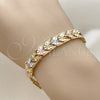 Oro Laminado Solid Bracelet, Gold Filled Style Heart Design, Diamond Cutting Finish, Golden Finish, 03.213.0402.1.07 (Thickness, 7 Inches Length)