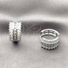 Rhodium Gold Filled Huggie Hoop, Baguette Design, with White Cubic Zirconia, Polished, Rhodium Finish, 02.237.0100.16