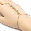 Oro Laminado Fancy Bracelet, Gold Filled Style Flower Design, with White Cubic Zirconia, Polished, Golden Finish, 03.213.0443.07 (Thickness, 7 Inches Length)