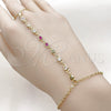 Oro Laminado Fancy Bracelet, Gold Filled Style Rolo Design, with Multicolor Cubic Zirconia, Polished, Golden Finish, 03.417.0014.07 (Thickness, 7 Inches Length)