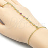 Oro Laminado Fancy Bracelet, Gold Filled Style Rolo Design, with Multicolor Cubic Zirconia, Polished, Golden Finish, 03.417.0014.07 (Thickness, 7 Inches Length)