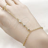 Oro Laminado Fancy Bracelet, Gold Filled Style Teardrop and Rolo Design, with White Cubic Zirconia, Polished, Golden Finish, 03.417.0015.07 (Thickness, 7 Inches Length)