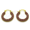 Oro Laminado Medium Hoop, Gold Filled Style with Ruby Cubic Zirconia, Polished, Golden Finish, 02.436.0063.4.25
