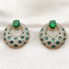Oro Laminado Stud Earring, Gold Filled Style Cluster Design, with Green and White Cubic Zirconia, Polished, Golden Finish, 02.436.0068