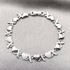 Rhodium Gold Filled Tennis Bracelet, Hugs and Kisses and Heart Design, with White Cubic Zirconia, Polished, Rhodium Finish, 03.283.0265.1.07 (Thickness, 8 Inches Length)