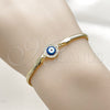 Oro Laminado Fancy Bracelet, Gold Filled Style Evil Eye and Rat Tail Design, with White Micro Pave, Blue Enamel Finish, Golden Finish, 03.60.0177.07 (03 MM Thickness, 7 Inches Length)
